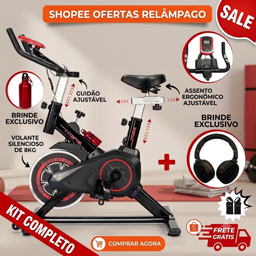 Bicicleta Ergometrica Spinning Profissional Academia Em Casa Regulavel Suporta 120kg V3