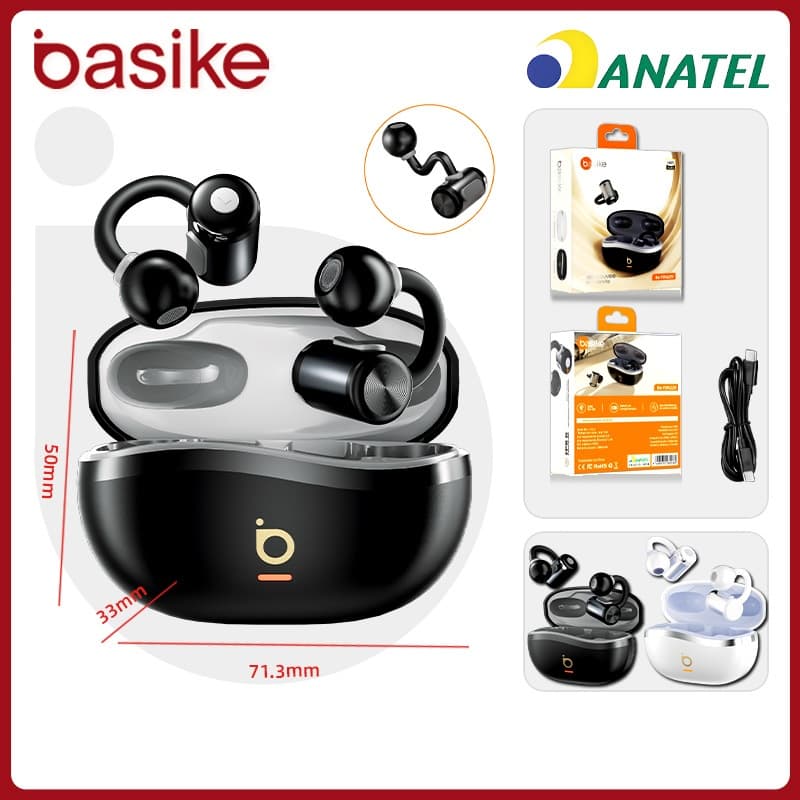 Basike Fone De Ouvido Sem Fio Bluetooth Esportivo 60Hrs IPX6 ENC Fone Bluetooth Gancho Estére Auricular，fon229
