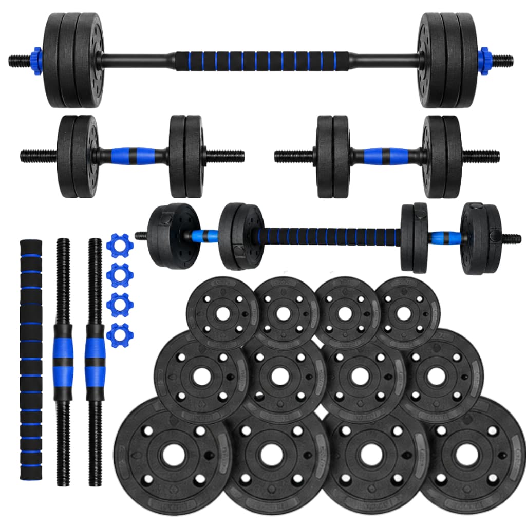 Kit Halteres 20Kg Musculação Treino com Barra Anilha Ajustável
