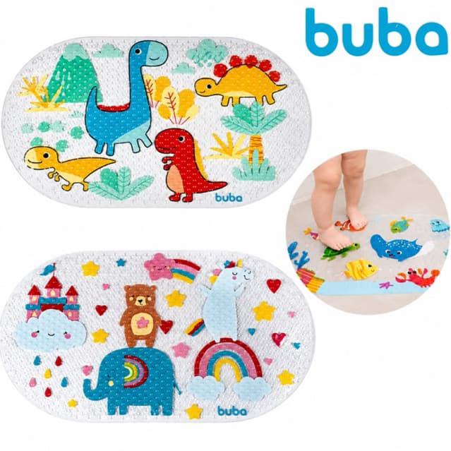 Tapete Antiderrapante Com Ventosa Buba Para Banho Infantil Bebê Higiene Banheiro Menina Menino