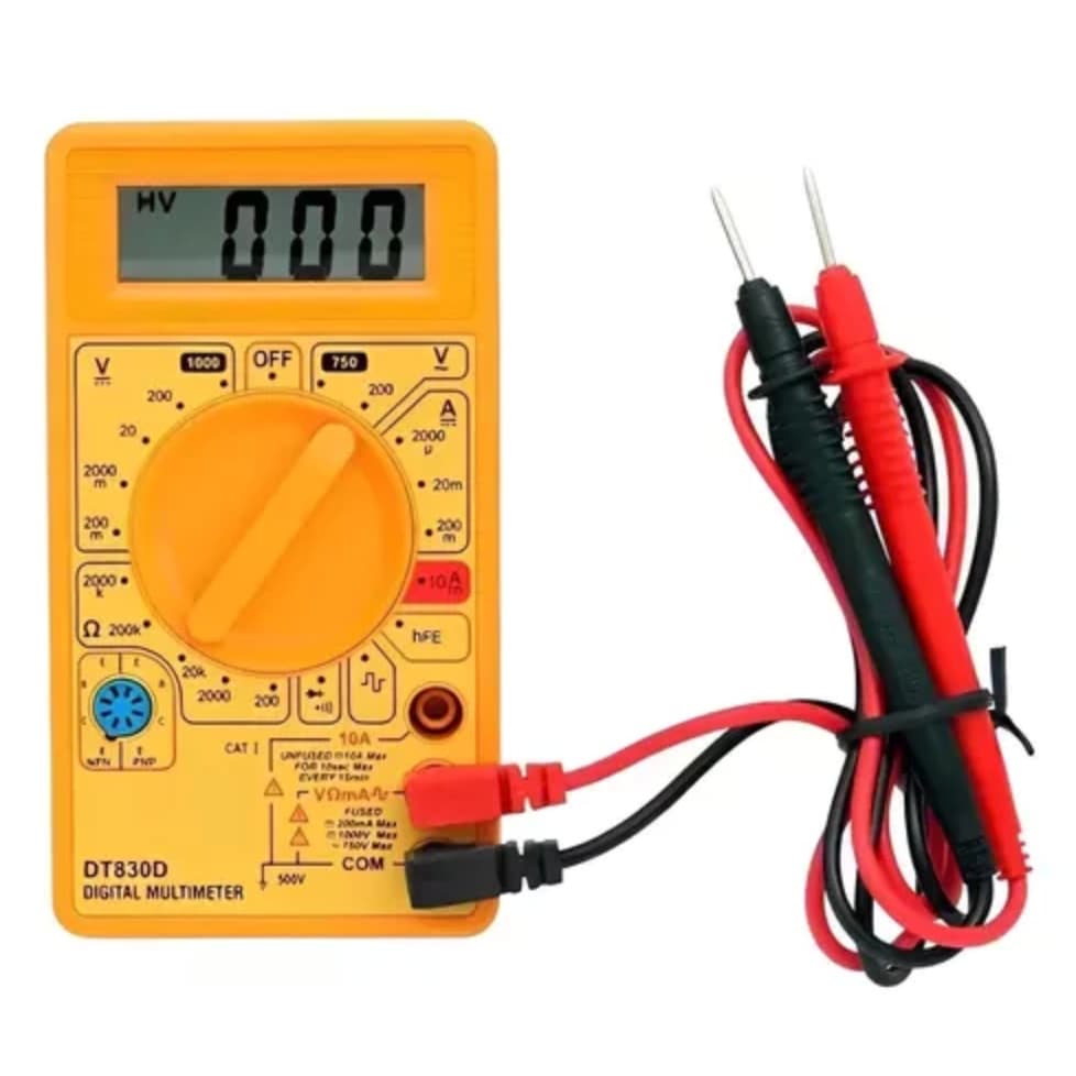 Multímetro Digital DT-830 com bateria e ponta de teste com Bipe