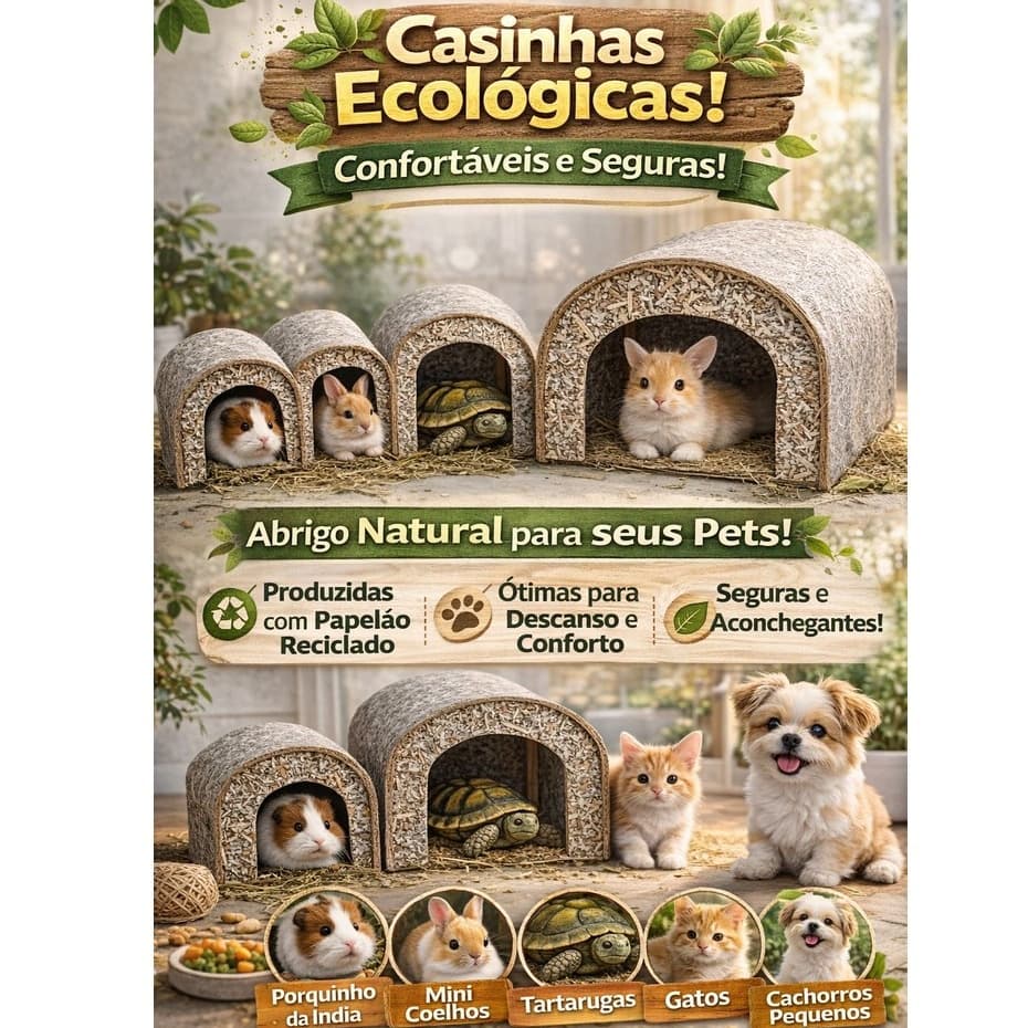 Toca Para Tartaruga Grande Jabuti Pequena Casinha Pet Coelho Galinha Chinchila Porquinho da Índia Ecológica Reciclável