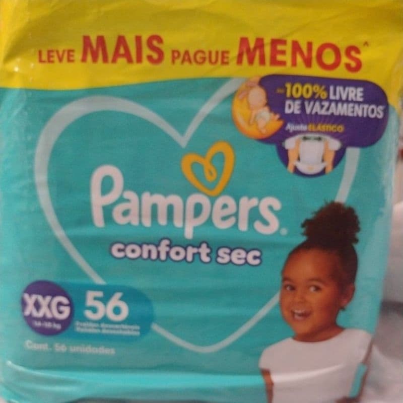 fraldas Pampers 56 unidades tamanho XXG  de 14 a 18 kilos.