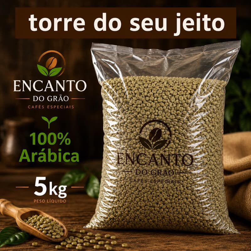 5 KG Cafe em grãos cru, café encanto do grão , café arábica