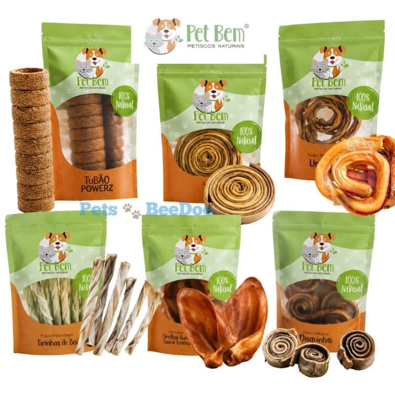 Mordedor Natural Pet Bem Discão e Mastigáveis Pele Bovina Para Cães