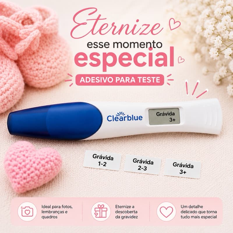 Adesivo Positivo para Teste de Gravidez Clearblue | Lembrança Gravidez | Para Eternizar Momento | Quadro Recordação