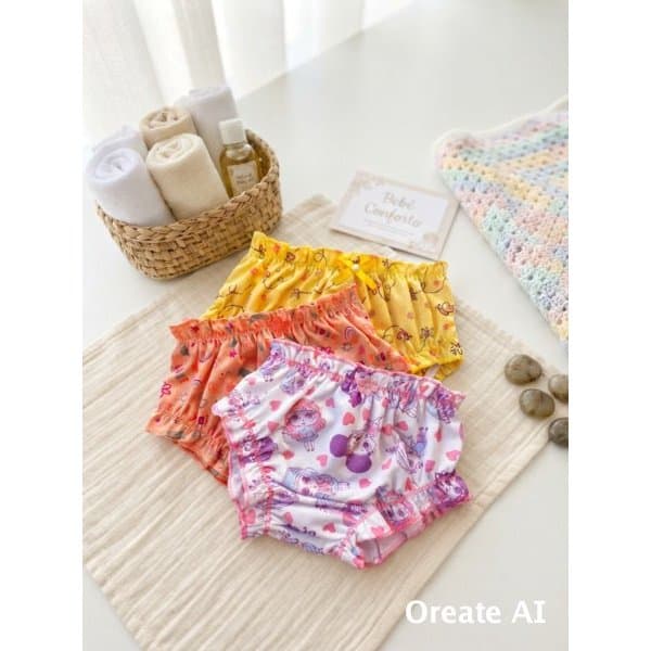 Kit 6 Calcinhas Tapa Fralda Bebê Menina Malha de Algodão Aparadoras Cobre Fralda Infantil