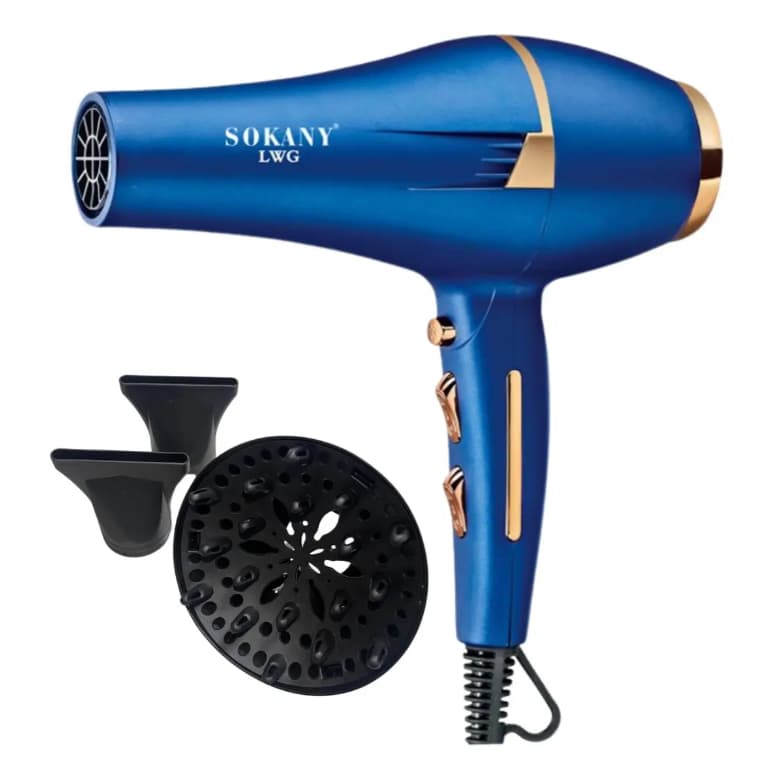 Secador Profissional Com Difusor Cabelos Lisos e Cachos Leve, compacto na cor Azul