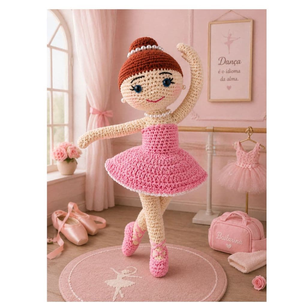 Boneca Bailarina Amigurumi Articulada Personalizavel Boneca de Crochê Presente ou Decoração