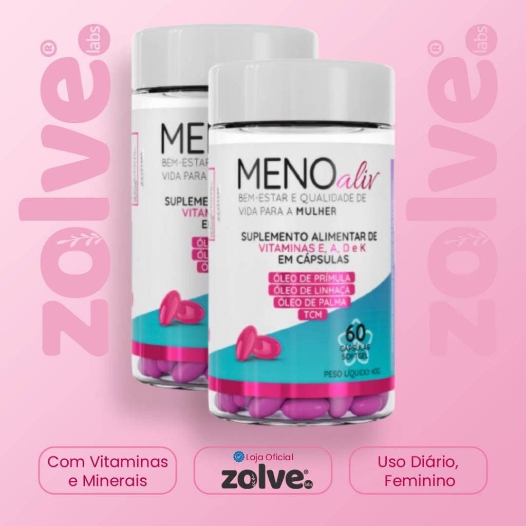 2pt Meno Aliv - Óleo Prímula, Linhaça, Palma, Vitamina A D E K, Suporte Hormonal Alívio da Menopausa