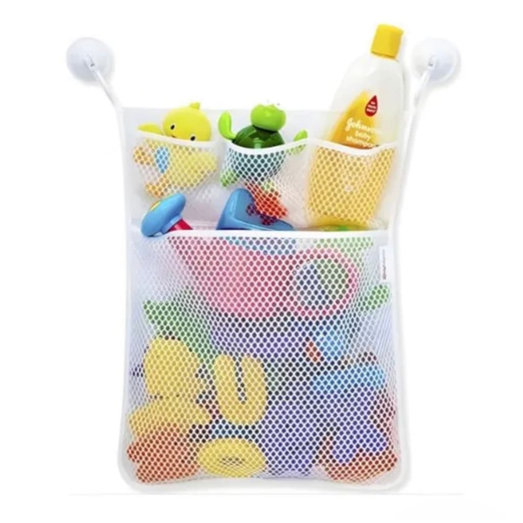 Organizador Cesto de BRinquedos Banheiro Infantil Organiza Quarto Infantil em Rede para Banheiro com Ventosas