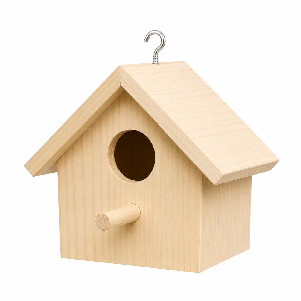 Casinha Ninho para Passarinho em Madeira de Pinus Natural – Pronta para Artesanato e Pintura