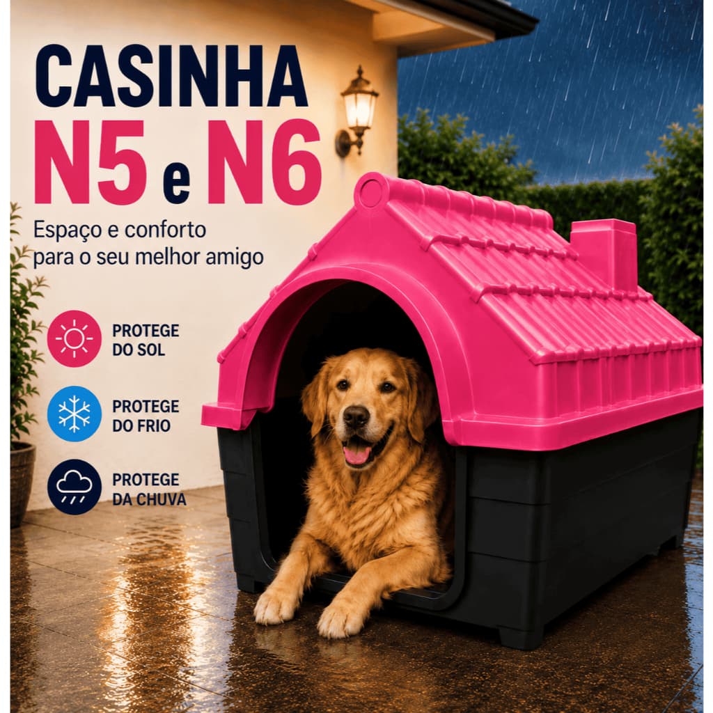 Casinha Cachorro pequeno/Médio Casa  Pet Com Proteção Raios UV- N5 e N6