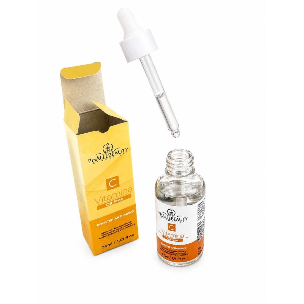 Sérum Facial Vitamina C Oil Free 30ml Phállebeauty com Ácido Hialurônico Anti-Idade Clareador Hidratante