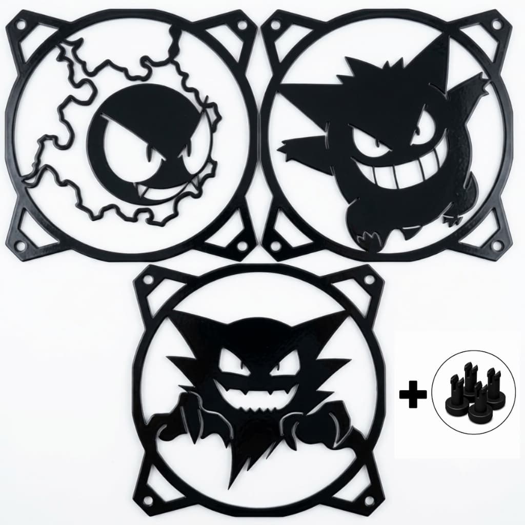 Kit 3 Grades Fan Pokemon Gastly Haunter e Gengar Efeite Decorãçao Pc Gamer Cpu Gamer