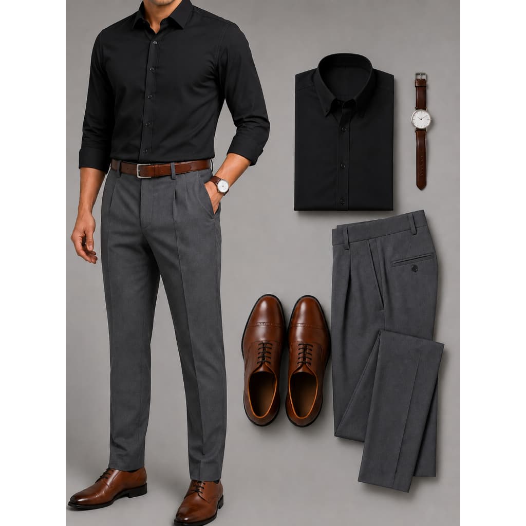 Kit Camisa Social Mais + Calça Social Masculina Oxfordine Para Trabalho Igreja Casamento Terno
