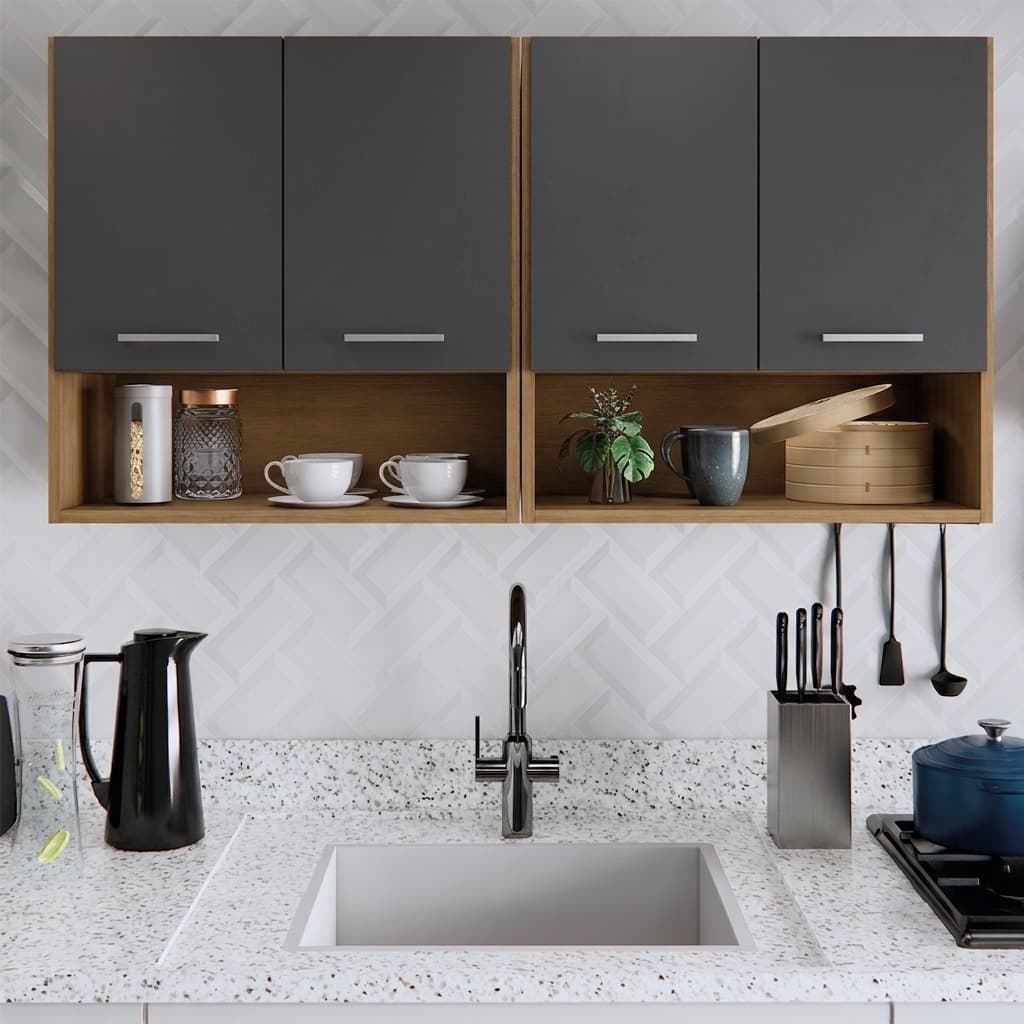 Armário Organizador Multiuso 4 Portas 120 cm Compacto Cozinha Modular