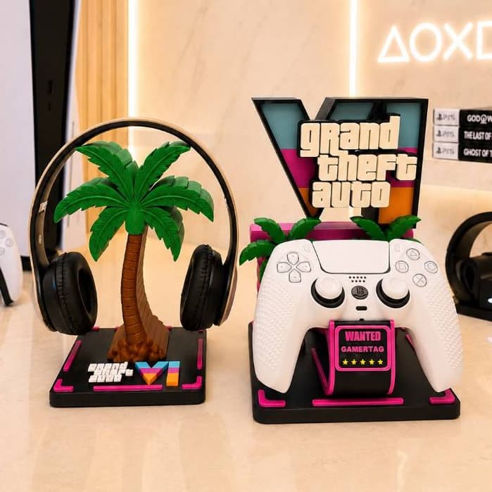 Suporte Controle PS5 e XBOX GTA 6 Porta Controle DualSense Decoração Gamer Videogame Geek
