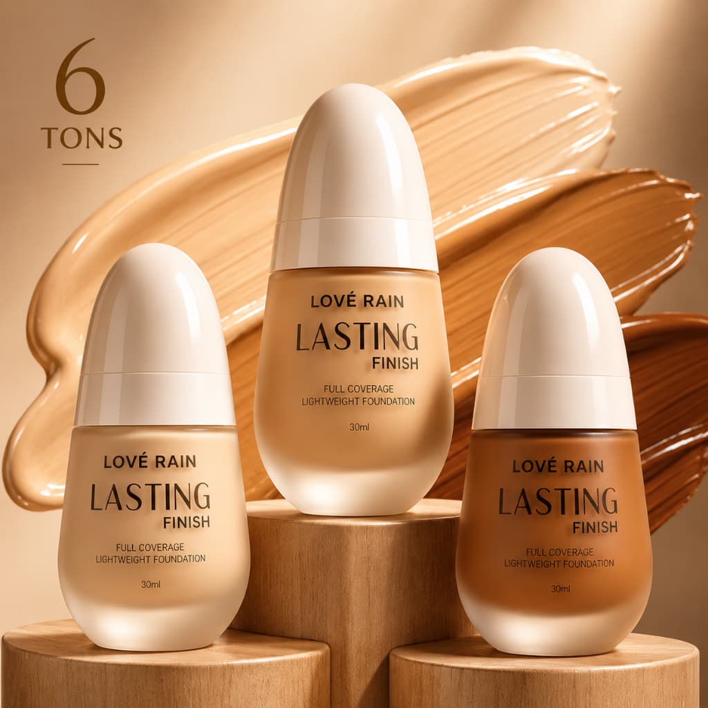Base Líquida Love Rain Maquiagem Fluída Alta Fixação Pele Rosto Finish Lasting Premium Efeito Matte