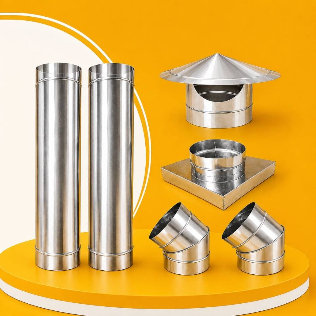 Kit Chaminé para Churrasqueira Pré Moldada 30x30 Completo Duto 150mm Galvanizado Fácil Instalação