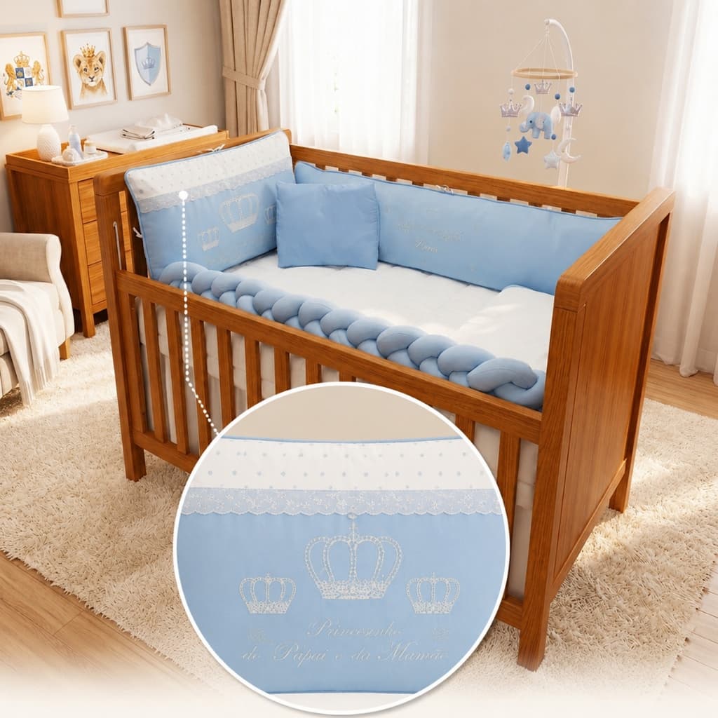Kit Berço Americano 10 Peças Menino Menina Completo Com Mosquiteiro Enxoval Bebê