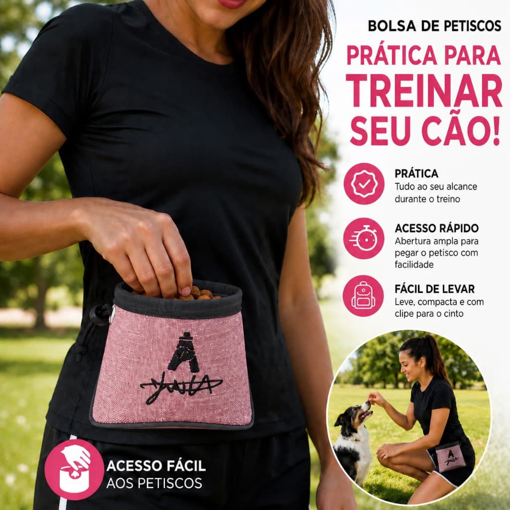Bolsa Porta Petiscos para Cachorro Pochete para Ração Passeio e Adestramento Canino Produtos para Pets