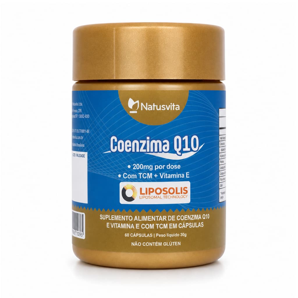 Coenzima Q10 200mg + Vitamina E + TCM Tecnologia Lipossomal Alta Absorção Cápsulas Softgel