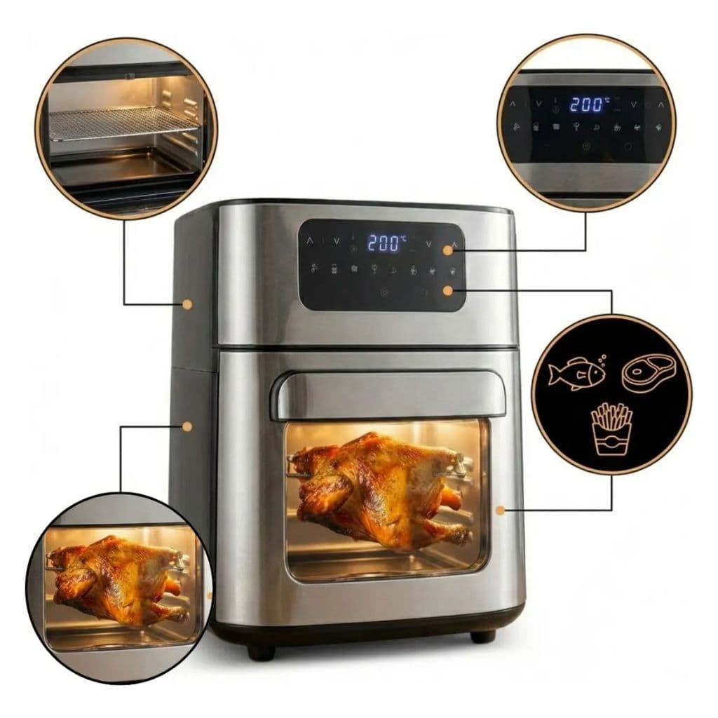 Air Fryer 12 Litros Fritadeira Com Painel Digital Completa Vários Acessórios