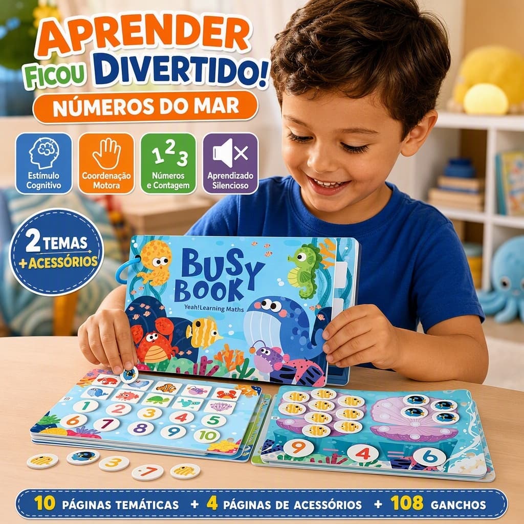 Busy Book 12 Páginas Crianças com Velcro Brinquedo Educativo Estimulação Coordenação Motora Presente Bebê