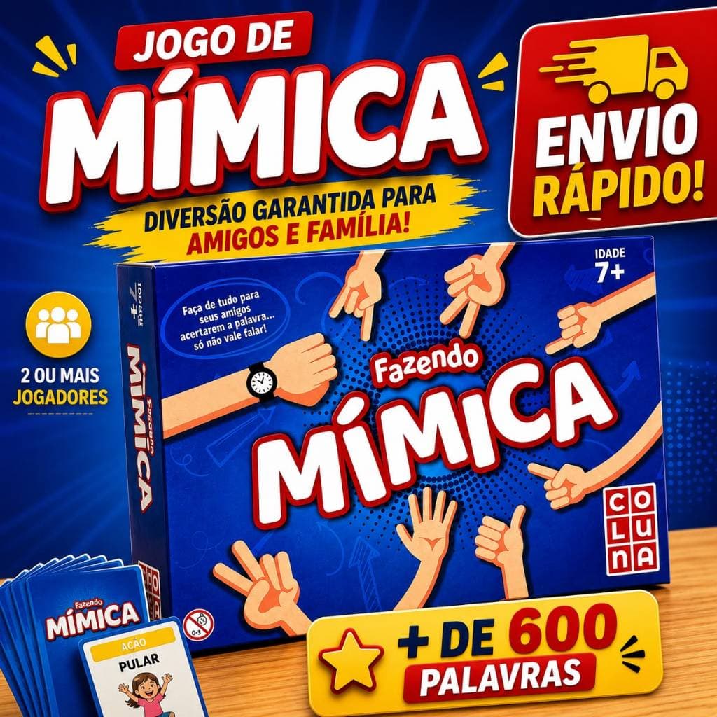 Jogo de Tabuleiro Fazendo Mímica Charadas Infantil Família Amigos com Cartas e Dado