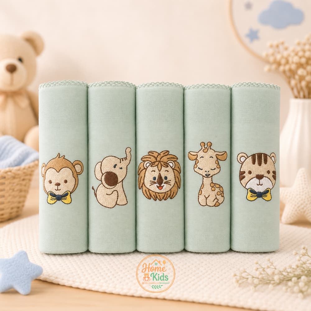 Kit Fralda de Pano Bebê Bordada 70x70 Algodão Enxoval Bebê 5 10 15 Unidades