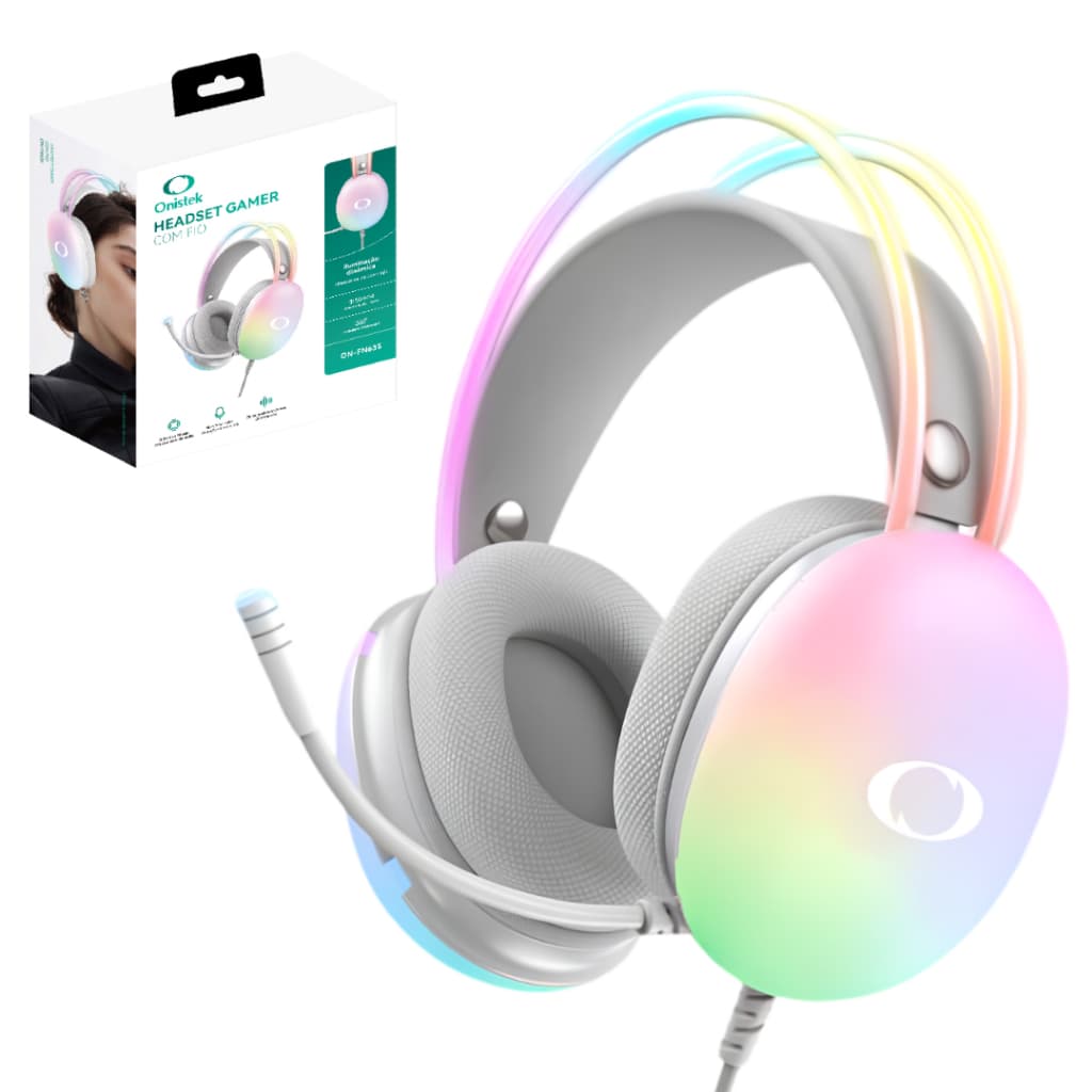 Headset Gamer RGB LED Microfone USB P2 50mm Estéreo Com Fio Para PC PS4 Xbox Notebook-Onistek