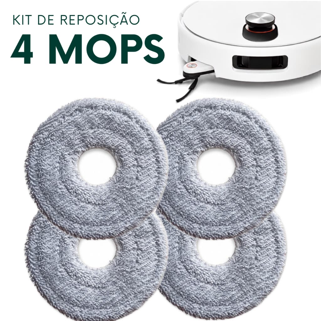 KIT 4 ESFREGÃO MOP COMPATÍVEL XIAOMI 5 PRO, 5, S40 PRO, H50 PRO ROBÔ ASPIRADOR