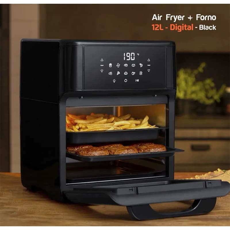 Fritadeira Air Fryer Forno Oven 12L Mondial Digital AFO-01 Black 110V