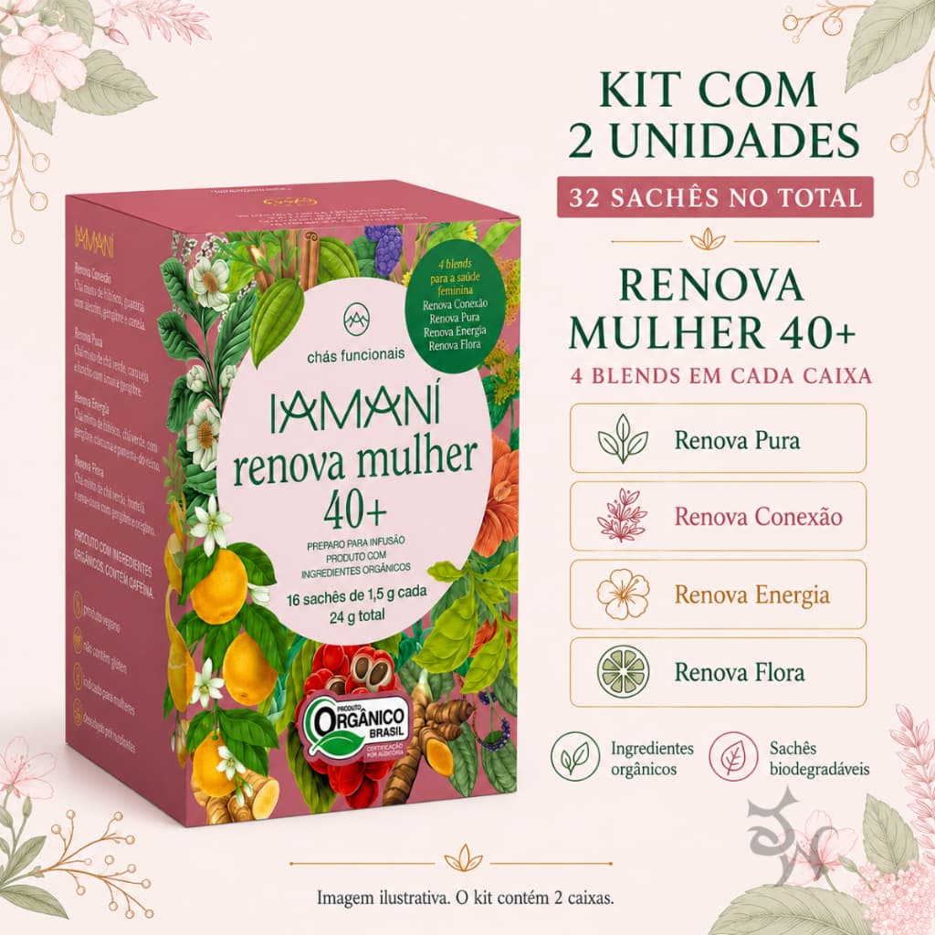 Chá Orgânico Renova Mulher 40+ - 2 cxs (4 Blends 16 Sachês)
