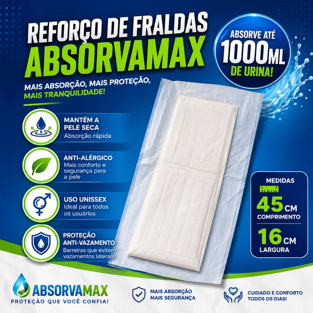 Absorvente Geriatrico, Reforço de Fraldas 30 unid, Incontinência Urinária Severa, Fralda,Fralda descartáveis Promoção,