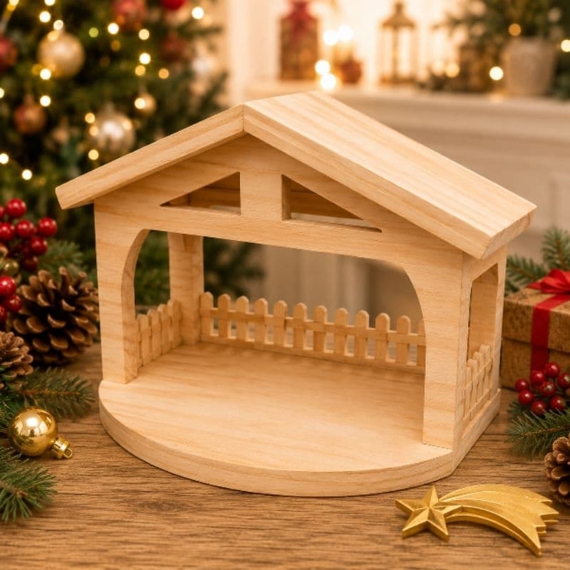Casinha para Presépio de Natal em Madeira Decoração Natalina Presépio Enfeite Presente de Natal