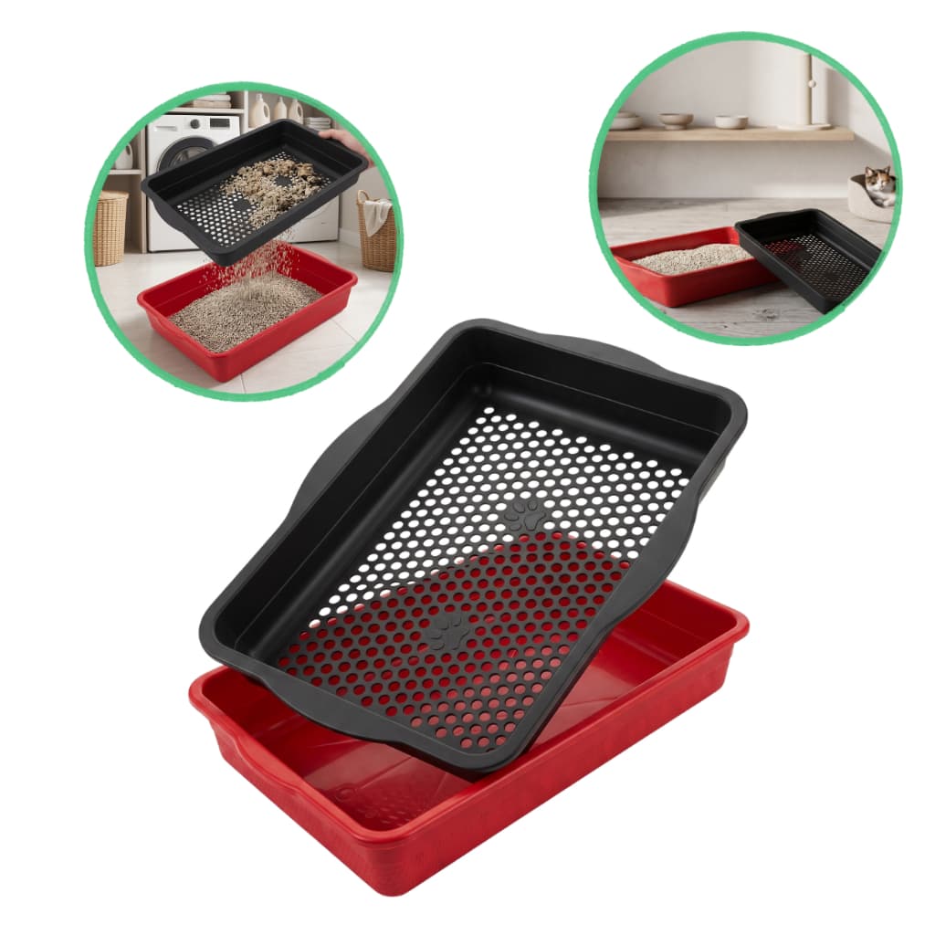 Banheira Sanitária Gato Com Peneira Preta Kit Higiene Areia Pet Economiza Granulado