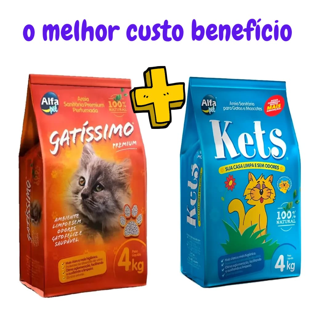 Kit 2 Areias Higiênica Sanitária Perfumada Para Gatos Natural 8kg