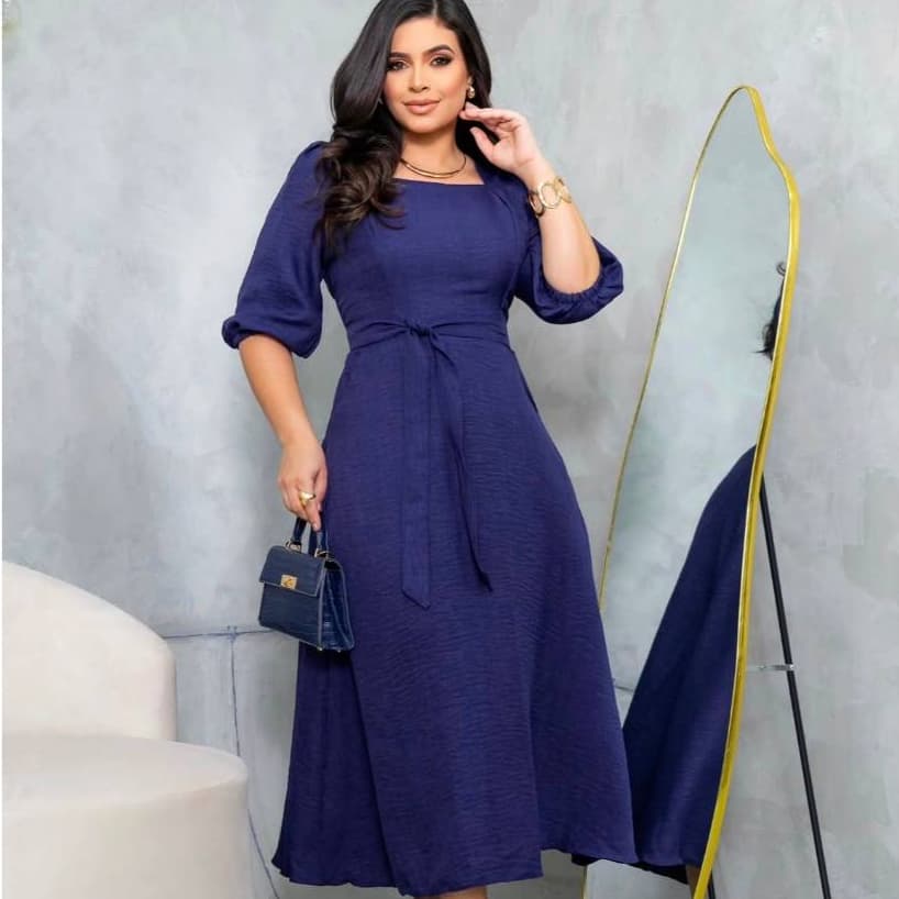 Vestido Midi Aurora Festa Delicado Elegante Modesto Outono Inverno 2026