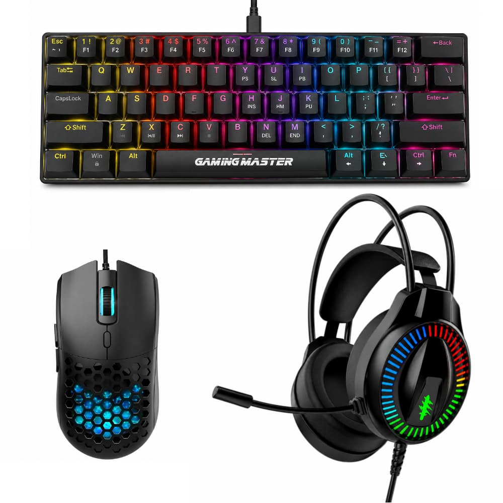 Kit Teclado Mecanico 60% + Mouse Gamer M136 + Headset Ar89 7.1 K-MEX