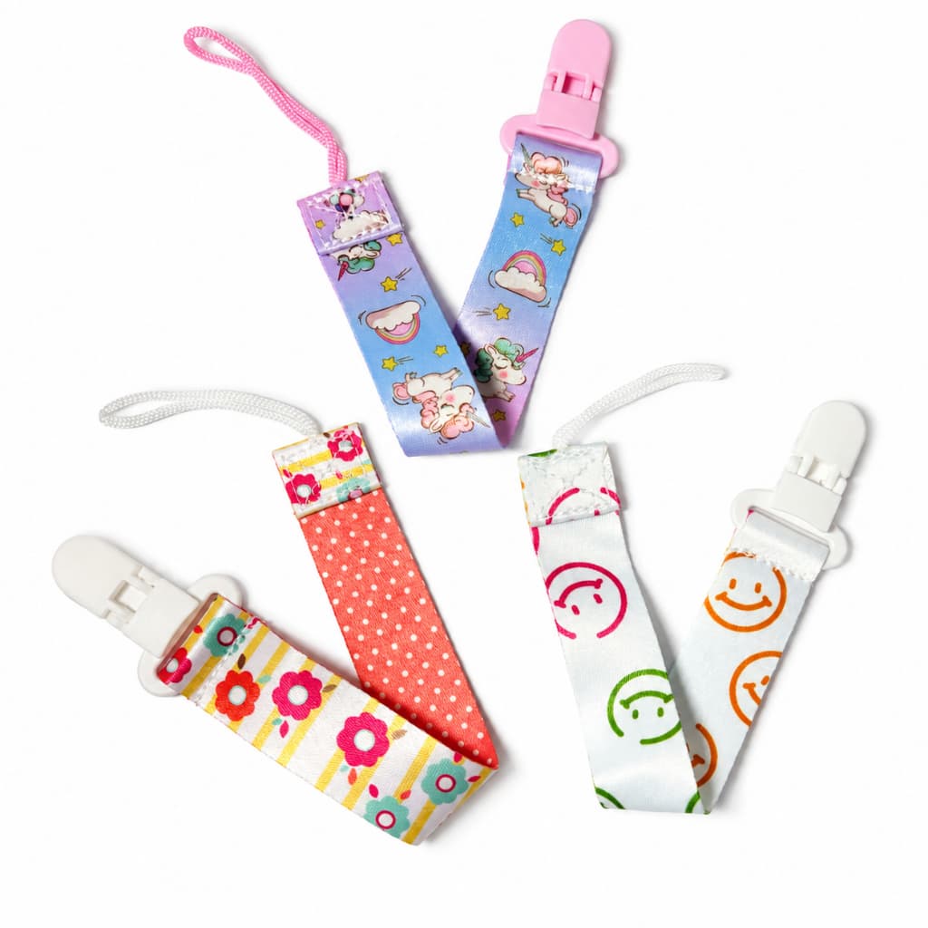 Kit com até 3 Prendedor De Chupeta Bebê Com Trava Com Corrente Clipe Chupeta Menino e Menina