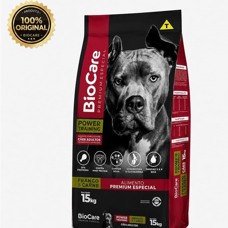 Ração Cachorro Adulto Premium 15kg Power Training 26% Proteína Frango e Carne - Rápido Envio -