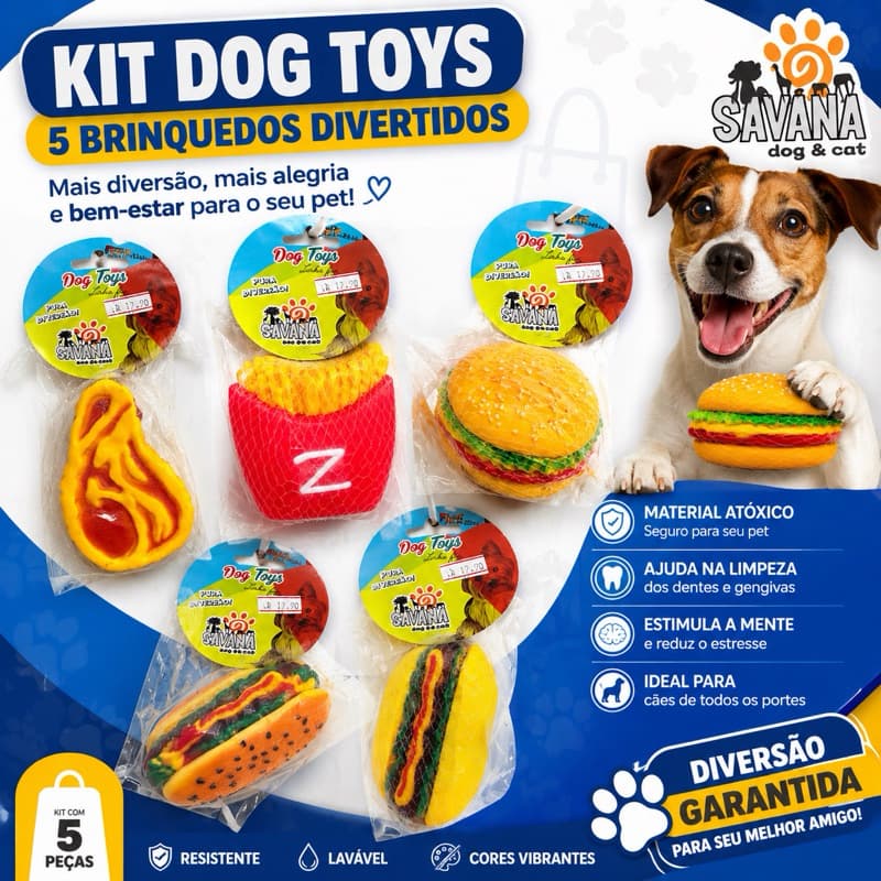 Kit 5 Brinquedos para Cachorro Mordedor Interativo Pet Cães – Bolinha Brinquedo Resistente Antiestresse Diversão