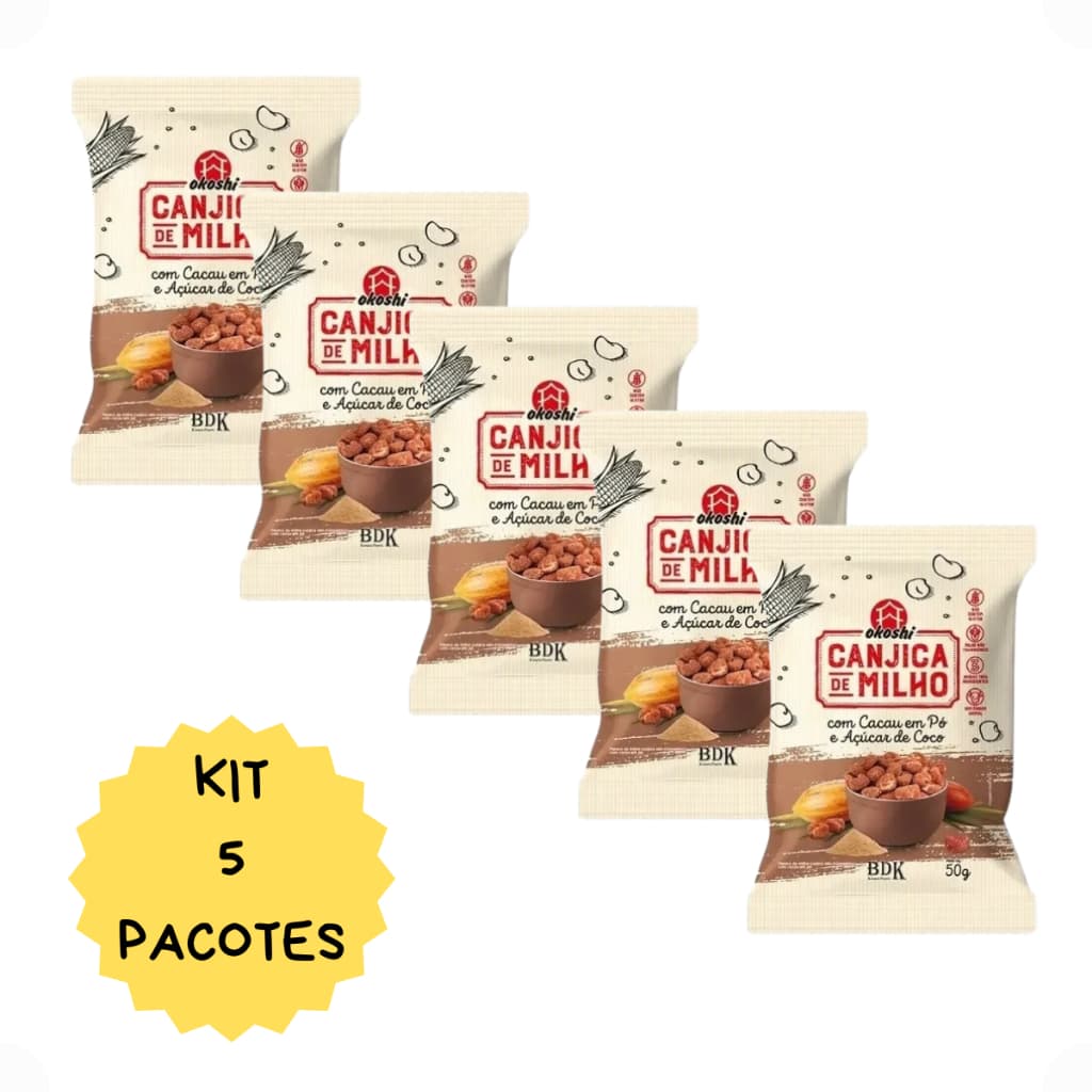 Kit 5 Pipoca Canjica Milho Cacau Pó Açúcar Coco Saudável