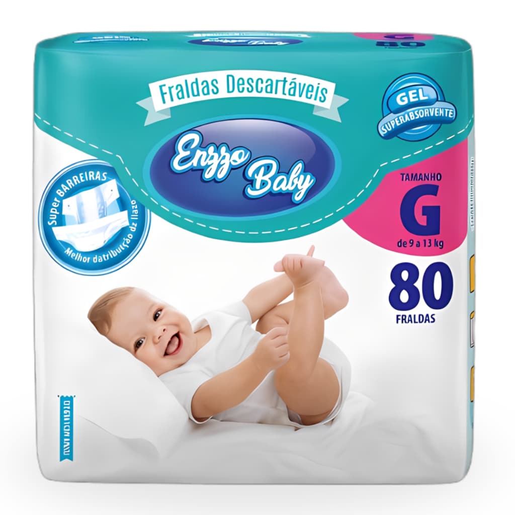 Fraldas Descartável Infantil Enzzo Baby Hiper G 80 Un