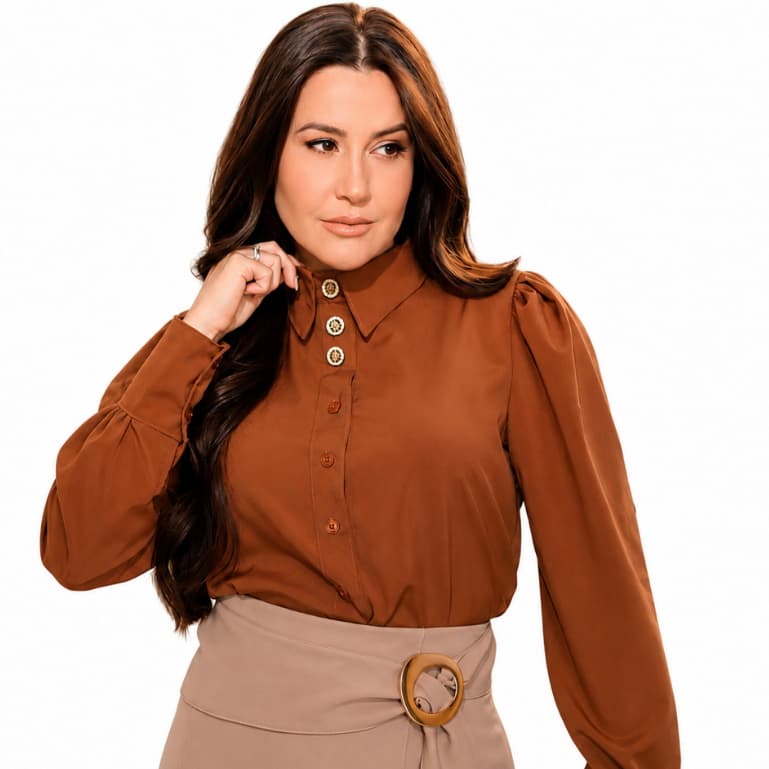 CAMISA FEMININA MANGA LONGA  SLIM ELEGANTE SOCIAL