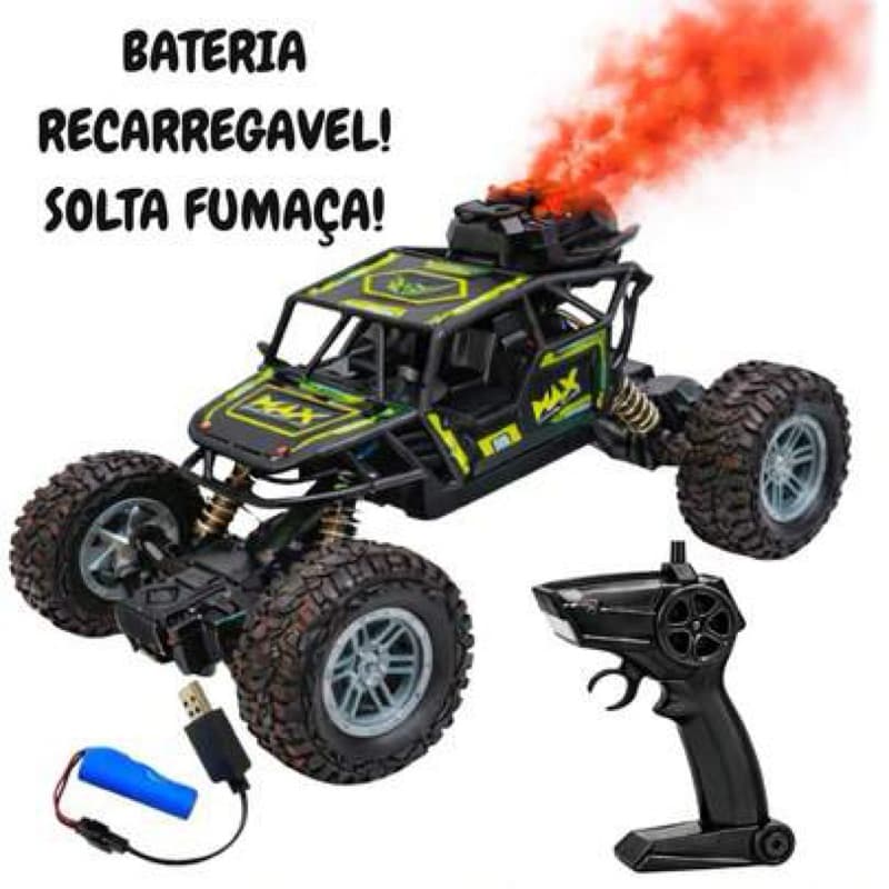 Carrinho Jipe 4×4 Controle Remoto Max Truck Recarregável Off Road