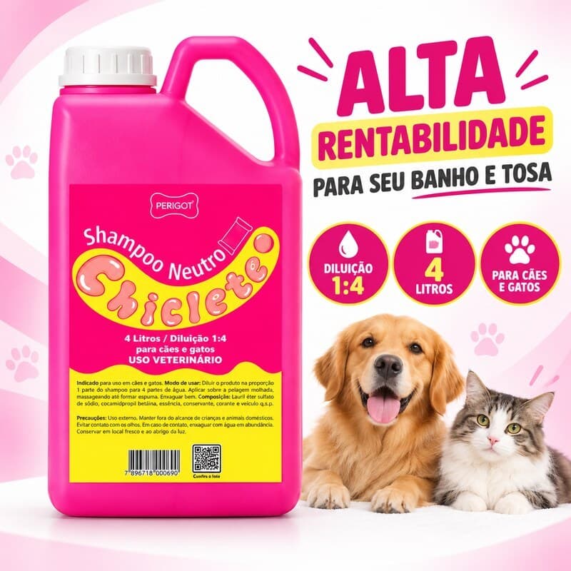 Shampoo para Cachorro Perigot Chiclete Neutro 4L Alta Rentabilidade