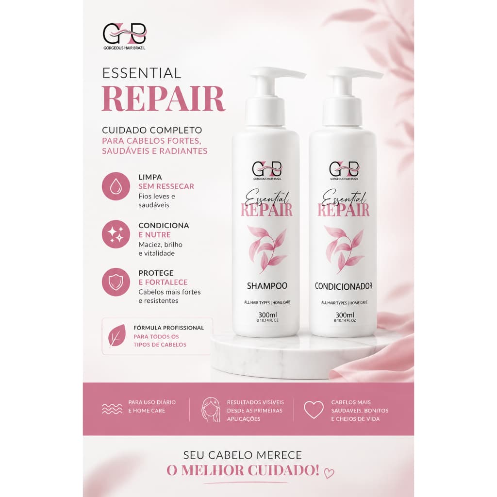 Kit Shampoo E Condicionador Profissional Hidratante para cabelos danificados e Ressecados